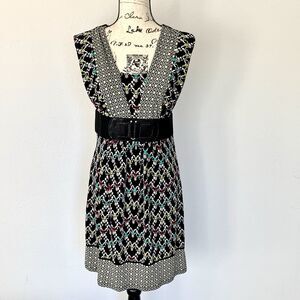 Style & Co Petite Multicolored Sleeveless Dress Faux Belt Women's Size PS